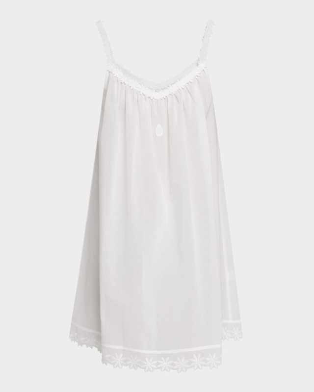 Conny-1 Ruched Lace-Trim Cotton Babydoll